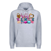 Heather Grey hello valentine Premium Hoodie - OliviaCreatesArt