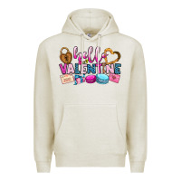 Oatmeal Heather hello valentine Premium Hoodie - OliviaCreatesArt