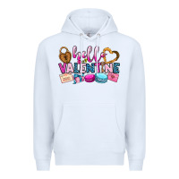 White hello valentine Premium Hoodie - OliviaCreatesArt
