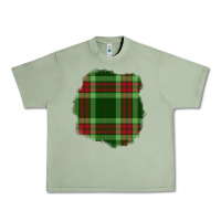 Oil Green Christmas Tartan Patch Urban Heavy Tee - BundleAndBundleShop