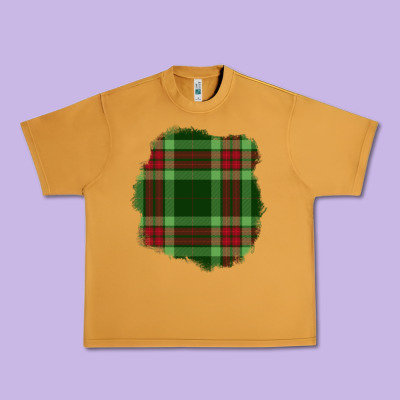 Christmas Tartan Patch Urban Heavy Tee Designed By Bundleandbundleshop