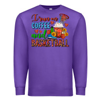 Purple I Run On Coffee And Basketball Frappe Premium Sweatshirt - FaDigitalArtStudio