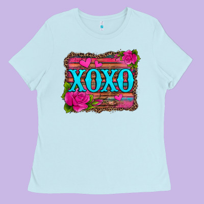 Xoxo Valentine's Day Pink Roses And Hearts Ladies Tee Designed By Jasminsmagicworld