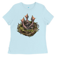 Baby Blue Bird Nest With Baby Birds Ladies Tee - LillyAllenDesigns