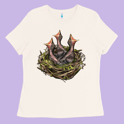 Bird Nest With Baby Birds Ladies Tee Designed By Lillyallendesigns