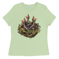 Matcha Bird Nest With Baby Birds Ladies Tee - LillyAllenDesigns