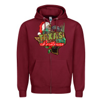 Burgundy texas christmas Zipper Hoodie - CowGirlArtShop