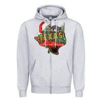 Heather Grey texas christmas Zipper Hoodie - CowGirlArtShop