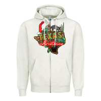 Oatmeal Heather texas christmas Zipper Hoodie - CowGirlArtShop