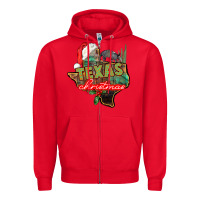 Red texas christmas Zipper Hoodie - CowGirlArtShop
