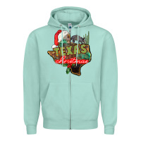 Seafoam texas christmas Zipper Hoodie - CowGirlArtShop