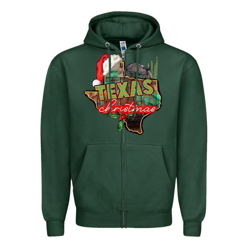 Texas Christmas Zipper Hoodie by CowGirlArtShop | Teevron