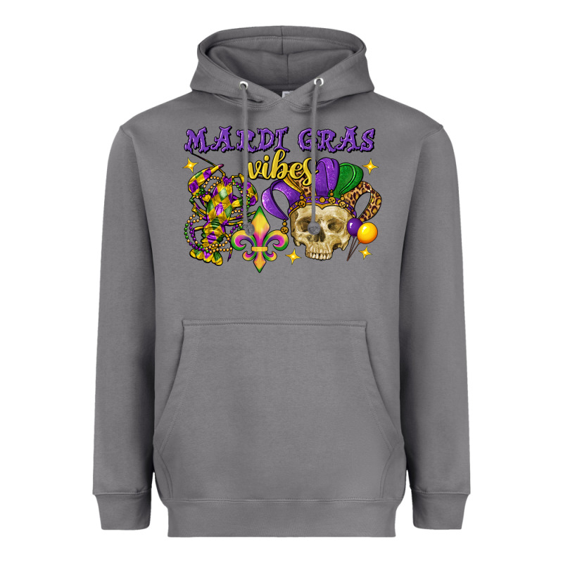 Mardi Gras Vibes Skull Heavyweight Hoodie by FaDigitalArtStudio | Teevron