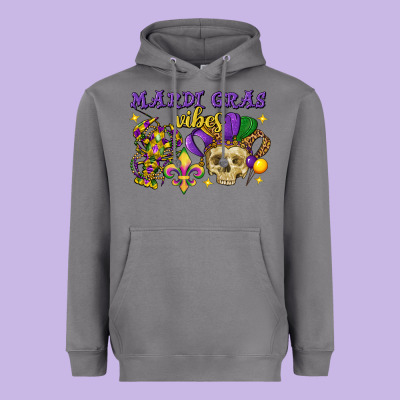 Mardi Gras Vibes Skull Heavyweight Hoodie Designed By Fadigitalartstudio