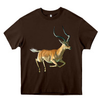 Chocolate Brown Impala Antelope Illustrations Heavy Core Tee - LillyAllenDesigns