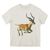 Cream Impala Antelope Illustrations Heavy Core Tee - LillyAllenDesigns