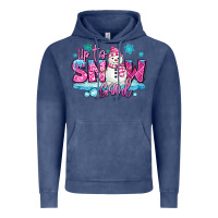 Vintage Denim up to snow good pink christmas winter snowman Vintage Hoodie - MaliasSmallBusiness