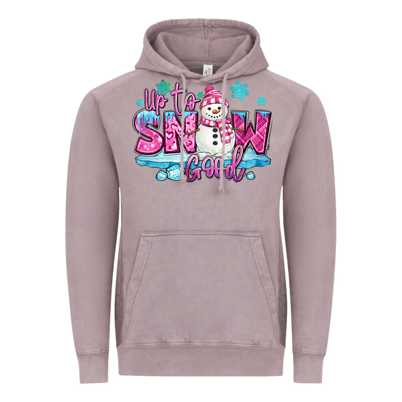 Up To Snow Good Pink Christmas Winter Snowman Vintage Hoodie by MaliasSmallBusiness | Teevron