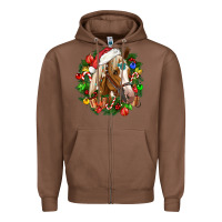 Chestnut horse christmas wreath Zipper Hoodie - CowGirlArtShop