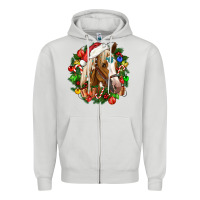 Dove Grey horse christmas wreath Zipper Hoodie - CowGirlArtShop
