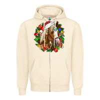 Sandshell horse christmas wreath Zipper Hoodie - CowGirlArtShop