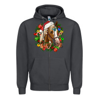 Smoke horse christmas wreath Zipper Hoodie - CowGirlArtShop