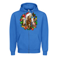 True Royal horse christmas wreath Zipper Hoodie - CowGirlArtShop
