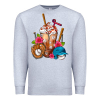 Heather Grey Baseball Frappe Premium Sweatshirt - FaDigitalArtStudio