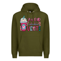 Army Green v is for valentine venti coffee cup Premium Hoodie - OliviaCreatesArt