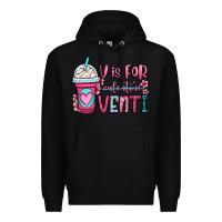 Black v is for valentine venti coffee cup Premium Hoodie - OliviaCreatesArt