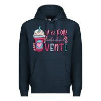 Navy v is for valentine venti coffee cup Premium Hoodie - OliviaCreatesArt