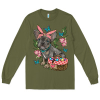 Army Green easter french bulldog Long Sleeve Tee - RanaPortraitStore