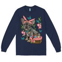 Navy easter french bulldog Long Sleeve Tee - RanaPortraitStore