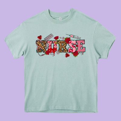 Valentines Day Nurse Heavy Core Tee Designed By Nancycooperartshop