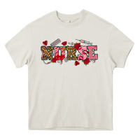 Cream valentines day nurse Heavy Core Tee - NancyCooperArtShop