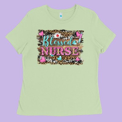 Blessed Nurse Ladies Tee Designed By Barkaloodesign