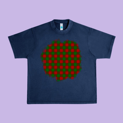 Christmas Tartan Patch Urban Heavy Tee Designed By Bundleandbundleshop