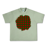 Oil Green Christmas Tartan Patch Urban Heavy Tee - BundleAndBundleShop
