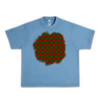 Pebble Blue Christmas Tartan Patch Urban Heavy Tee - BundleAndBundleShop