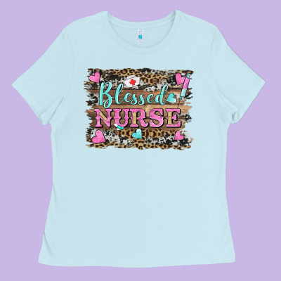 Blessed Nurse Ladies Tee Designed By Barkaloodesign