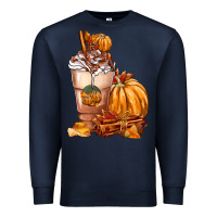 Navy Pumpkin Spice Coffee Premium Sweatshirt - FaDigitalArtStudio