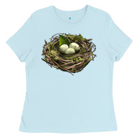 Baby Blue Bird Nest With Eggs Ladies Tee - LillyAllenDesigns