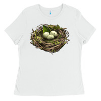 White Bird Nest With Eggs Ladies Tee - LillyAllenDesigns