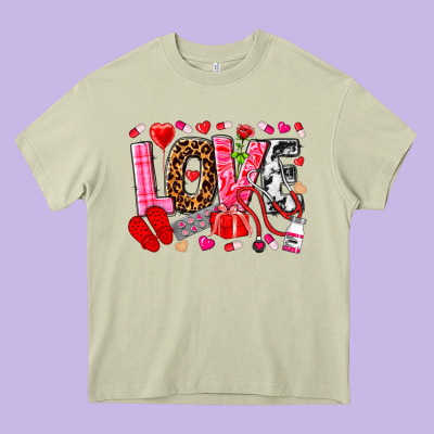 Valentines Day Love Nurse Heavy Core Tee Designed By Nancycooperartshop