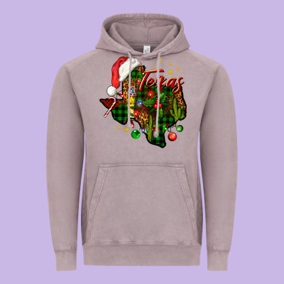 Christmas Texas Map Vintage Hoodie Designed By Nancycooperartshop