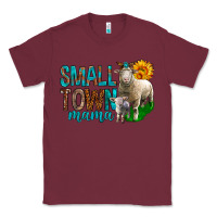 Burgundy Small Town Mama With Sheeps Classic Tee - BundleAndBundleShop