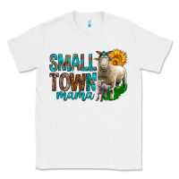 White Small Town Mama With Sheeps Classic Tee - BundleAndBundleShop