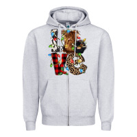 Heather Grey love cow gnomies Zipper Hoodie - CowGirlArtShop