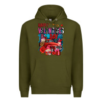 Army Green happy valentines day with gnomes and truck olivia Premium Hoodie - OliviaCreatesArt