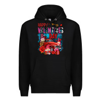 Black happy valentines day with gnomes and truck olivia Premium Hoodie - OliviaCreatesArt